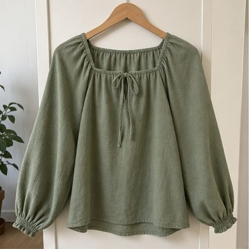 Sage Peplum Top